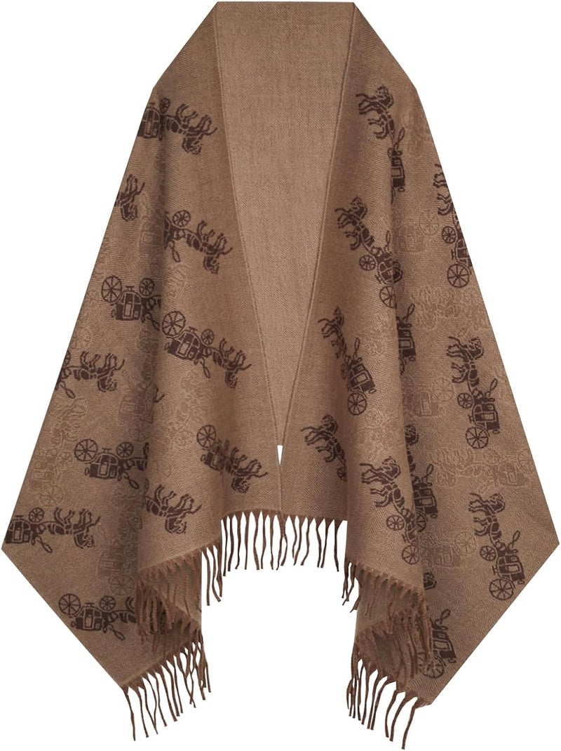 EXTREE Scarfs for Women Pashmina Silky Shawl Wrap for Evening Dressing Blanket Open Front Poncho Cape - Image 1